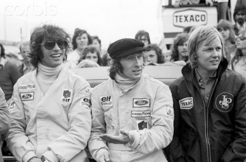 Francois Cevert, Jackie Stewart and Ronnie Peterson.