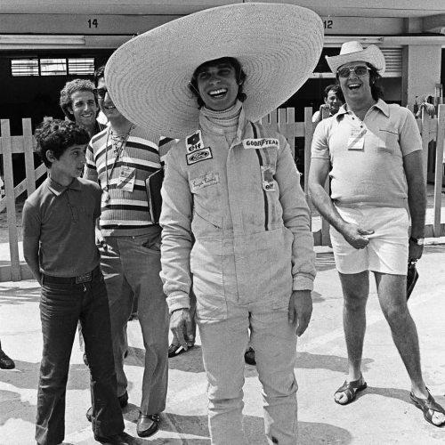 Francois Cevert with a sombrero.