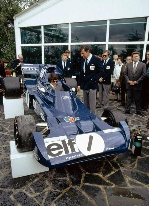 Baptism of the new Formula One Tyrell-Ford by Francois Cevert on June 09, 1972.