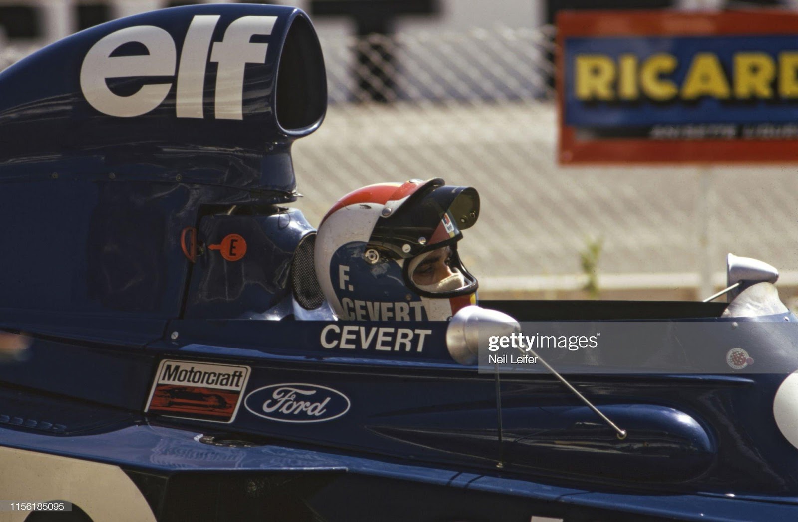Portrait of François Cevert in car before race at the French Grand Prix at Circuit Paul Ricard, Le Castellet, France, on April 06, 1973.
