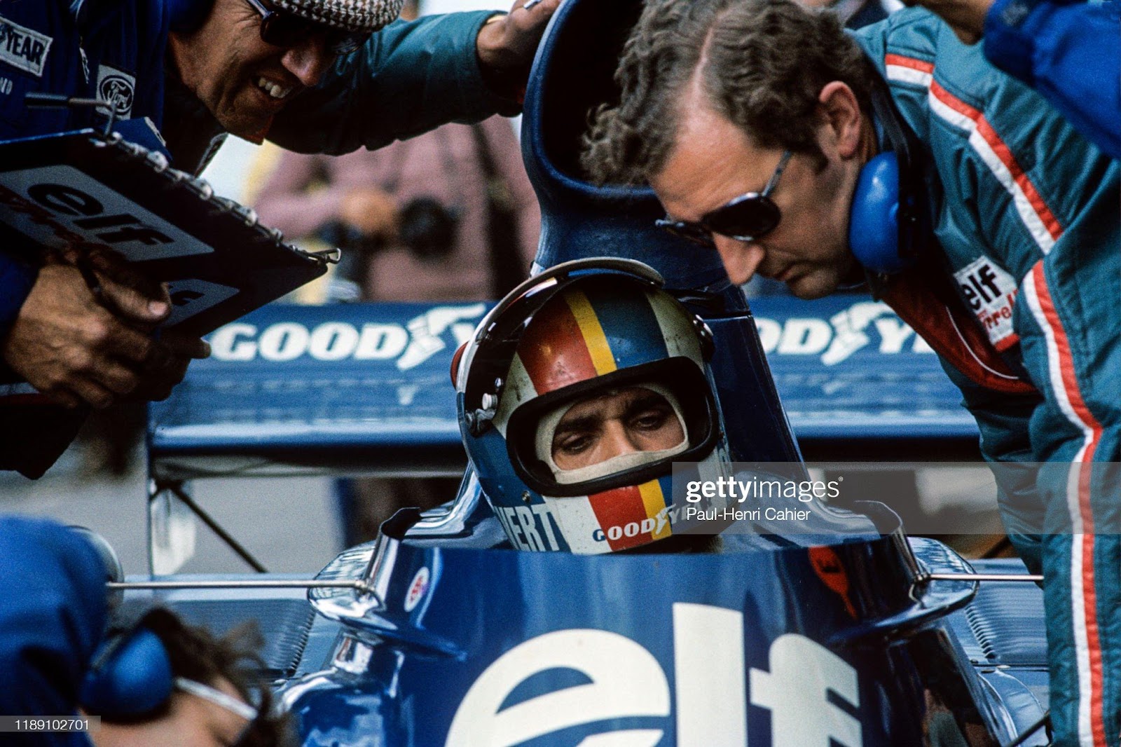 François Cevert, Ken Tyrrell and Derek Gardner, Tyrrell-Ford 006, Grand Prix of Sweden, Anderstorp Raceway, 17 June 1973.