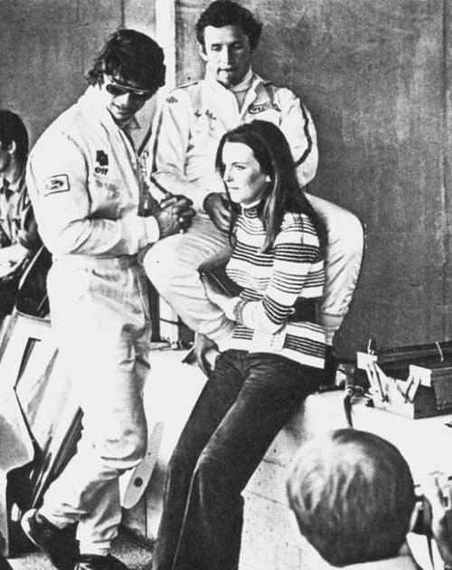 Francois Cevert with Jacky Ickx and a girl.