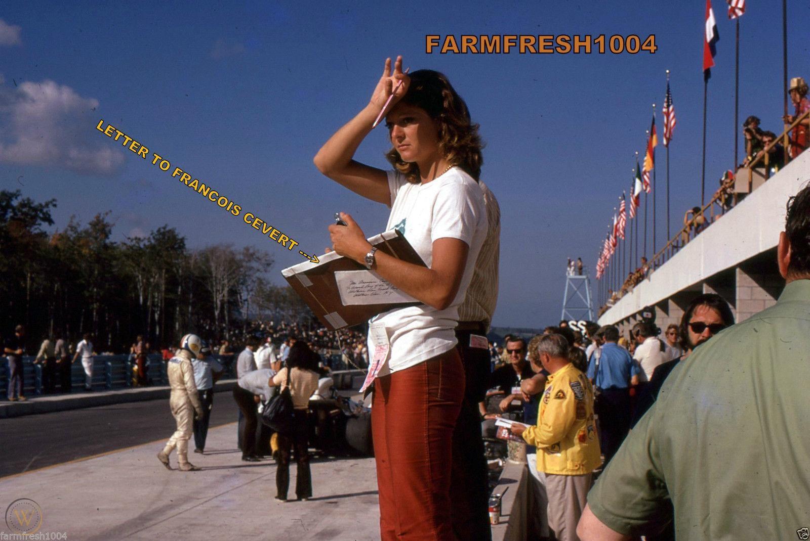 Christina de Caraman awaiting Francois Cevert at the Glen for the 1971 US Grand Prix.