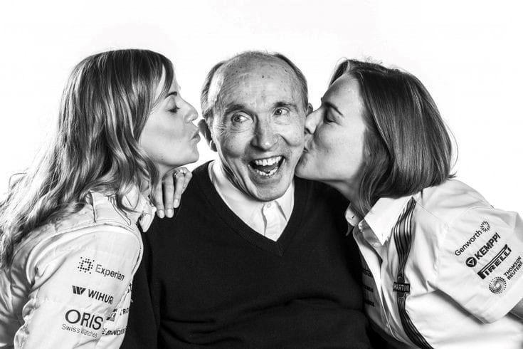 Frank Williams with Susie Wolff and Claire Williams.