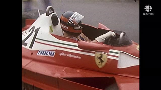Gilles Villeneuve in his Ferrari.