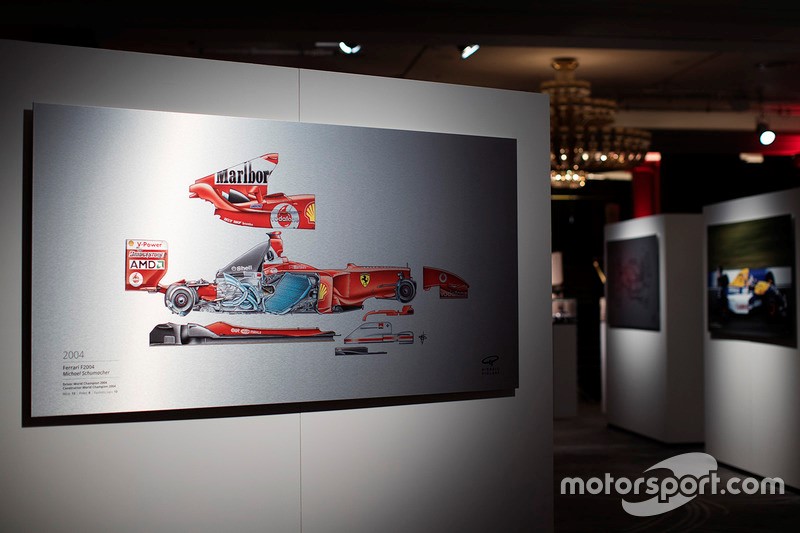 A Giorgio Piola technical drawing of Michael Schumacher's 2004 Ferrari. 