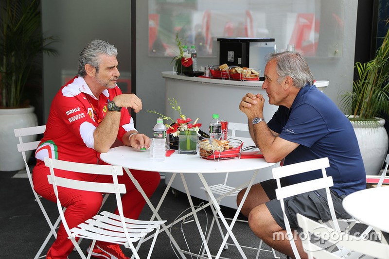 Giorgio Piola with Maurizio Arrivabene, Ferrari Team Principal. 