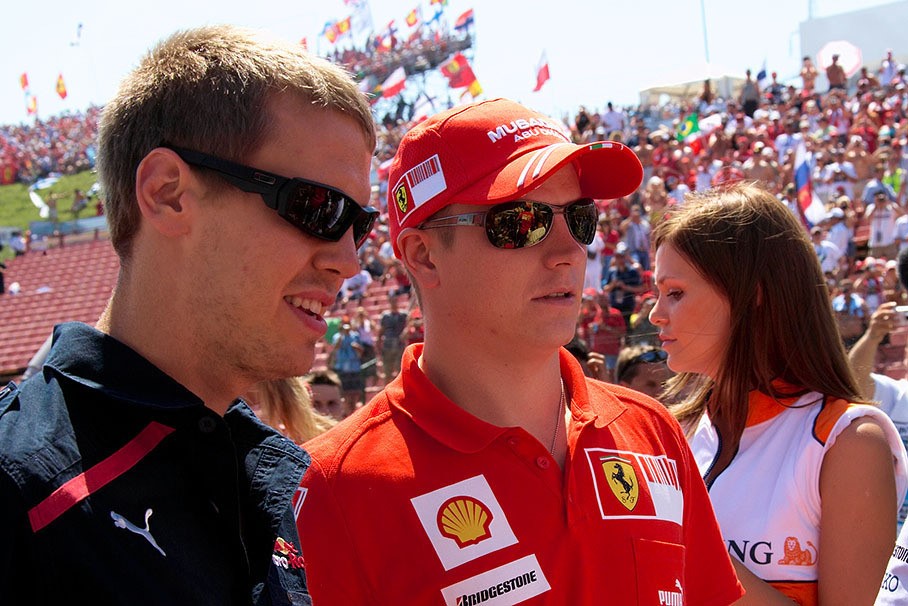 Raikkonen and Vettel enter the sunglasses contest at Budapest in August 2008. 