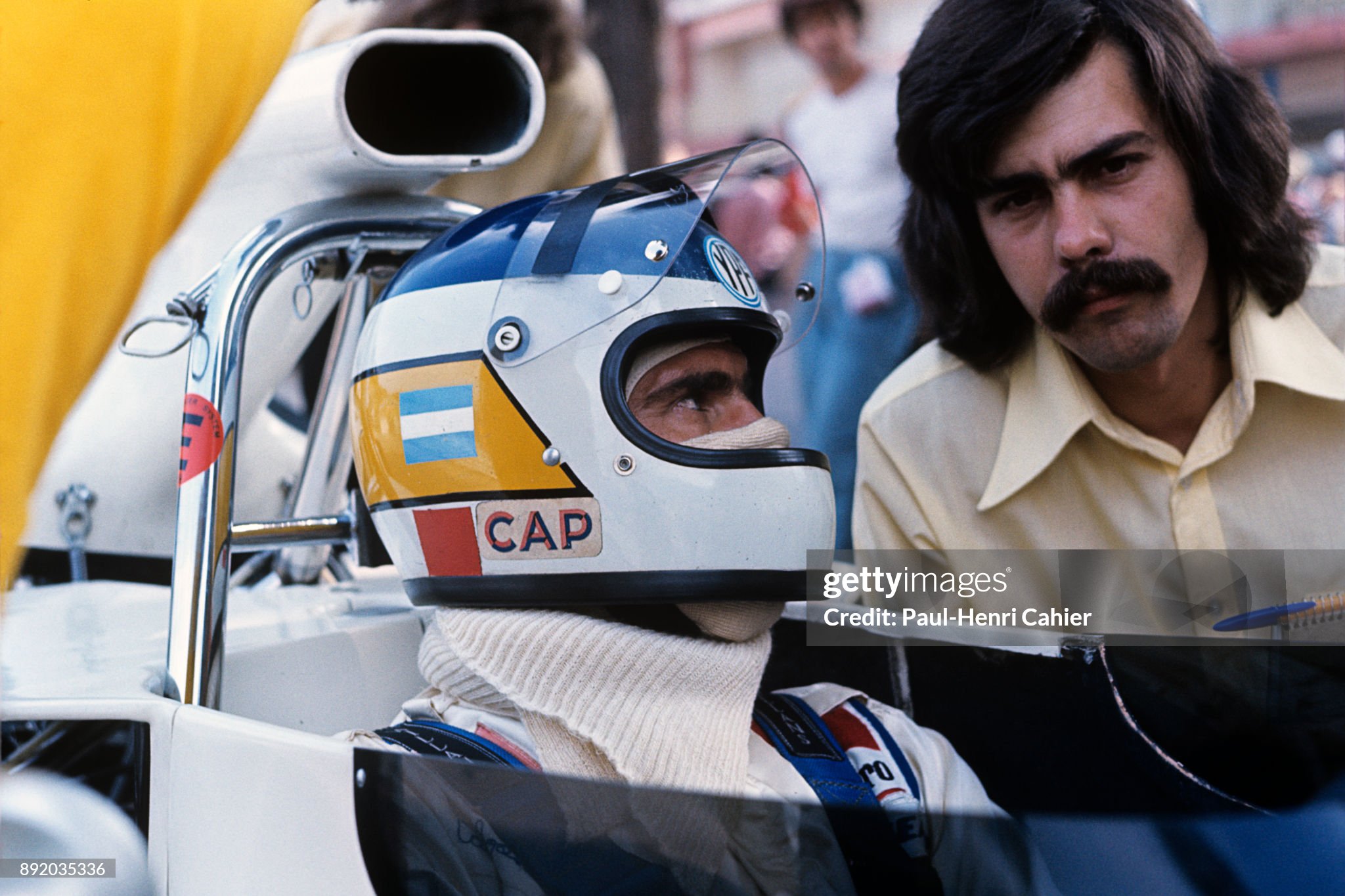 Monaco GP, 03 June 1973. Gordon Murray with Carlos Reutemann, Brabham-Ford BT42. 