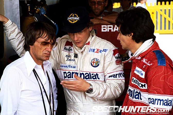 Bernie Ecclestone, Niki Lauda and Nelson Piquet.