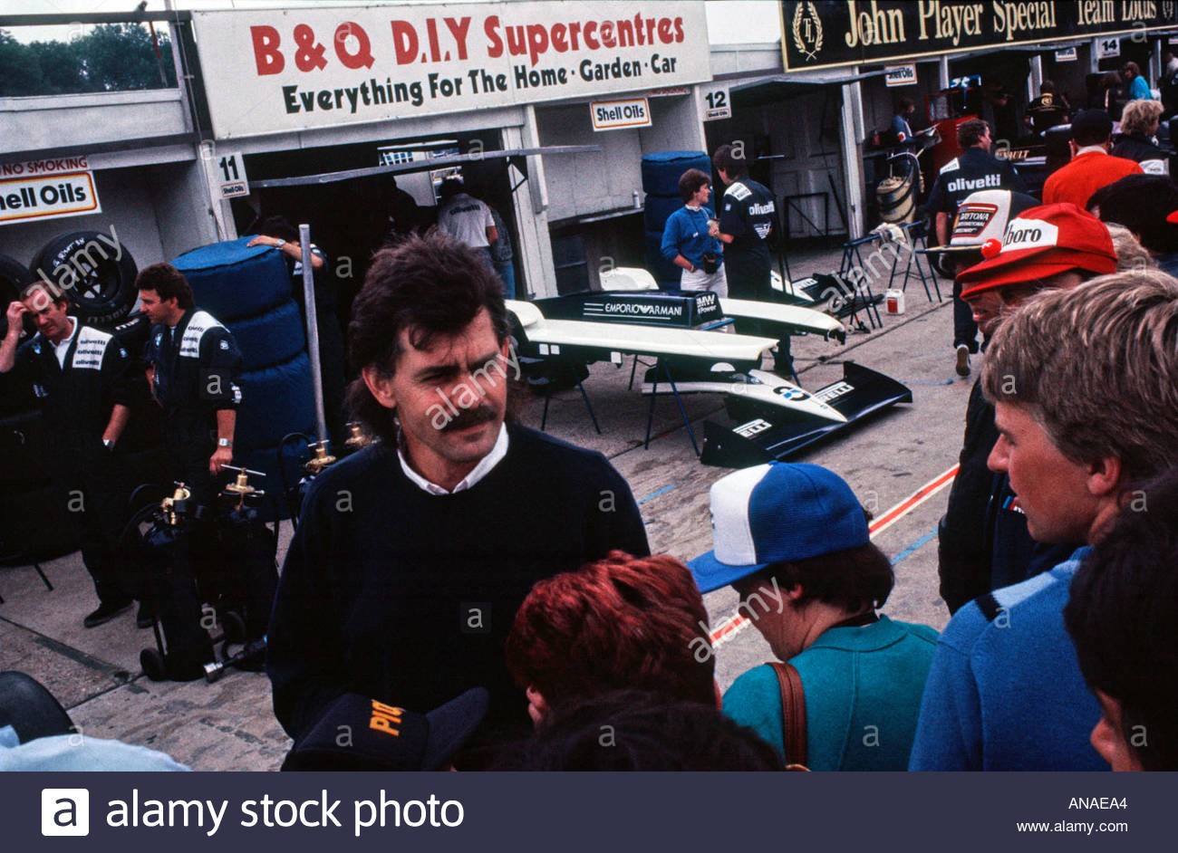 Gordon Murray in the pits at Brands Hatch when he was design chief of Brabham F1 in 1980s.