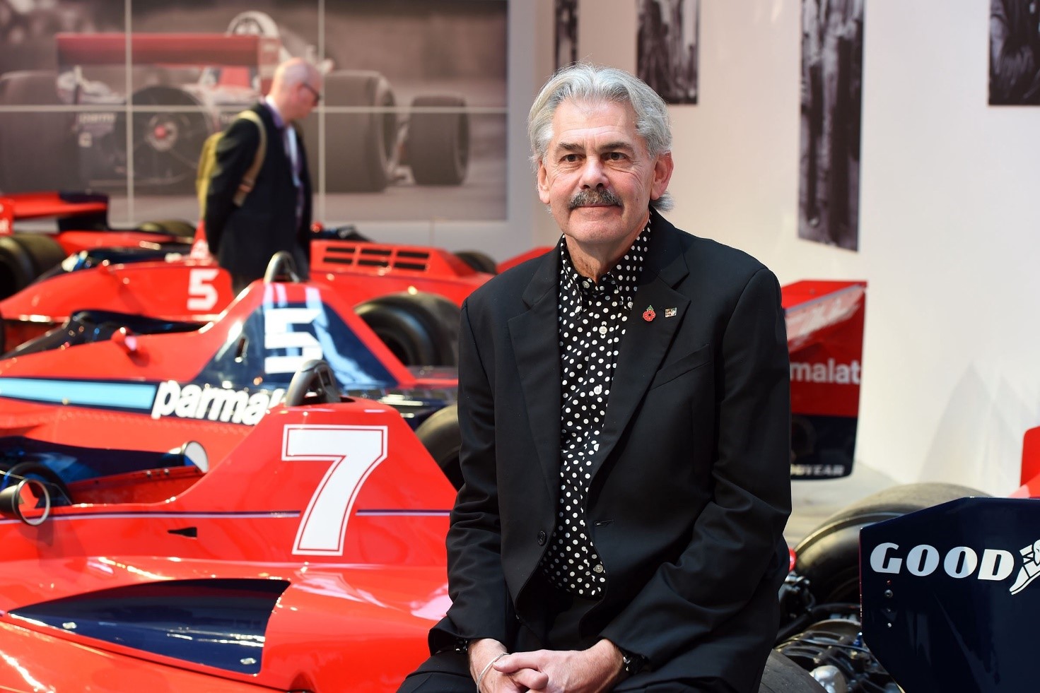 Gordon Murray in an Exhibition of his Formula One cars.