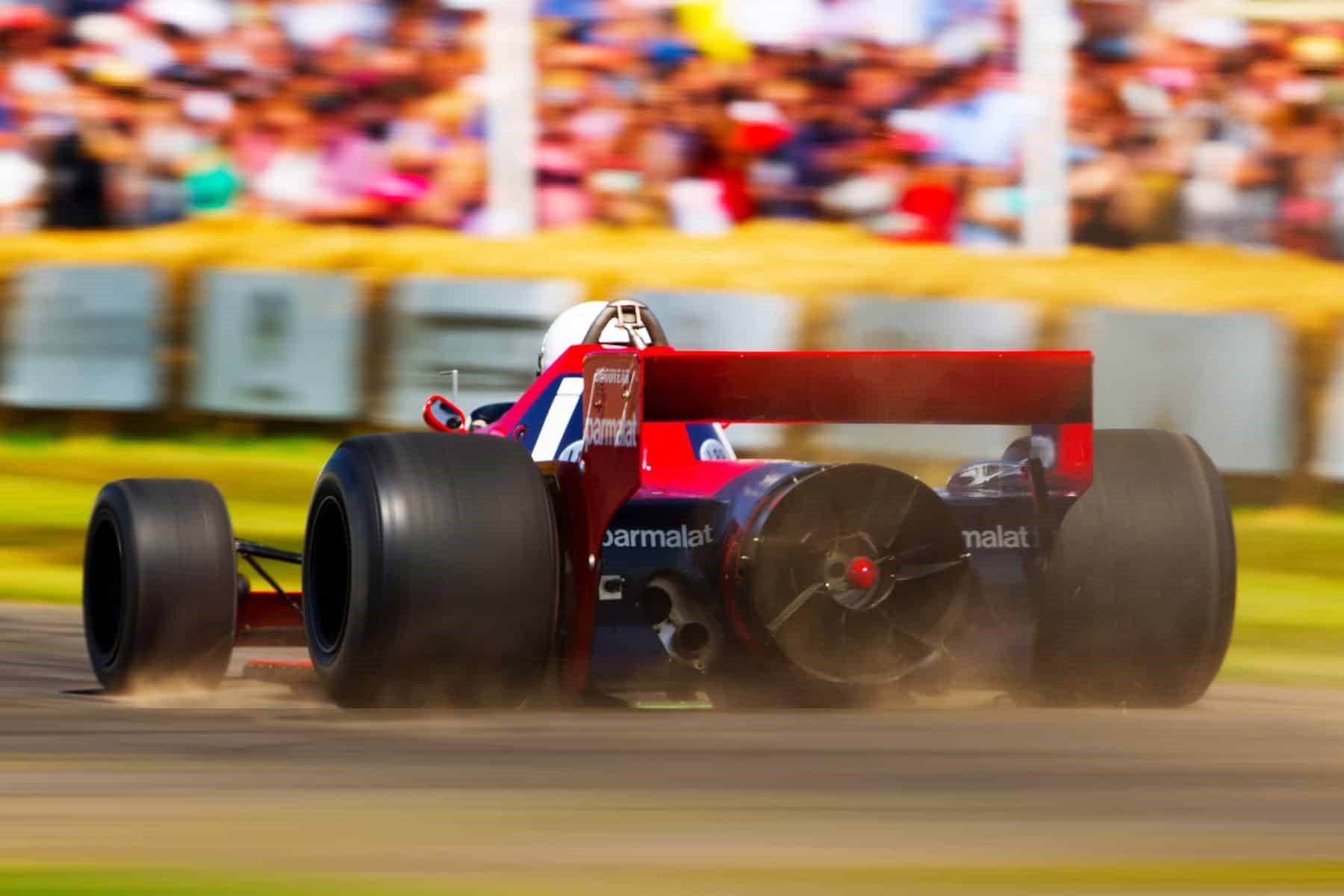 The sole surviving BT46B sucking up the dust at the Goodwood Festival of Speed.