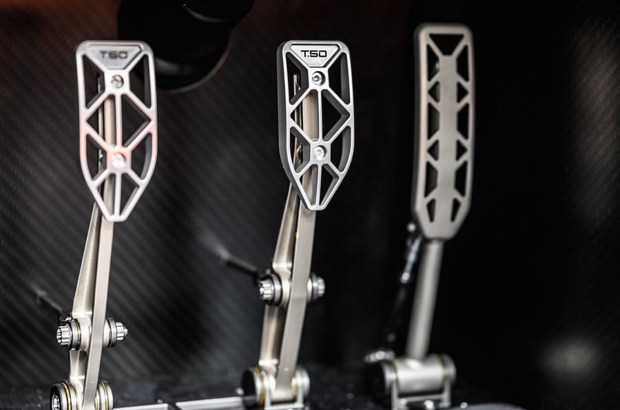 The pedals of the McLaren T50.