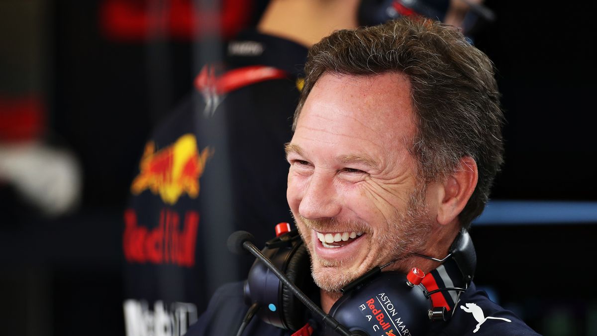 Red Bull Racing Team Principal Christian Horner laughs in the garage during final practice for the F1 Grand Prix of Abu Dhabi at Yas Marina Circuit on November 30, 2019 in Abu Dhabi, United Arab Emirates.