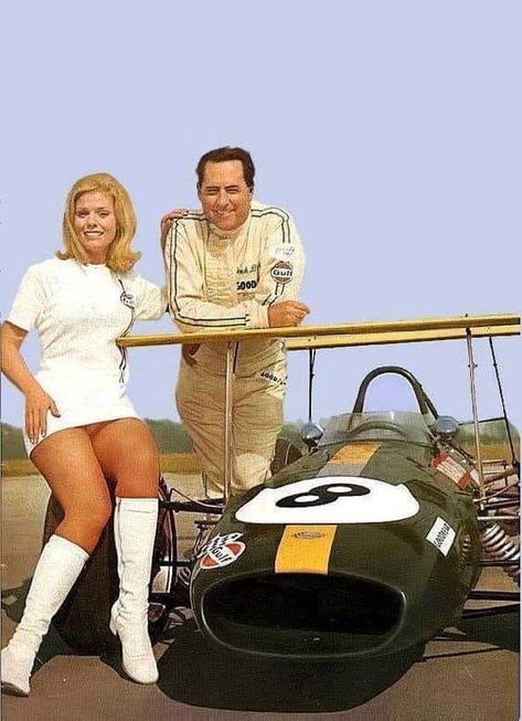 Jack Brabham with his Repco Brabham and a girl.