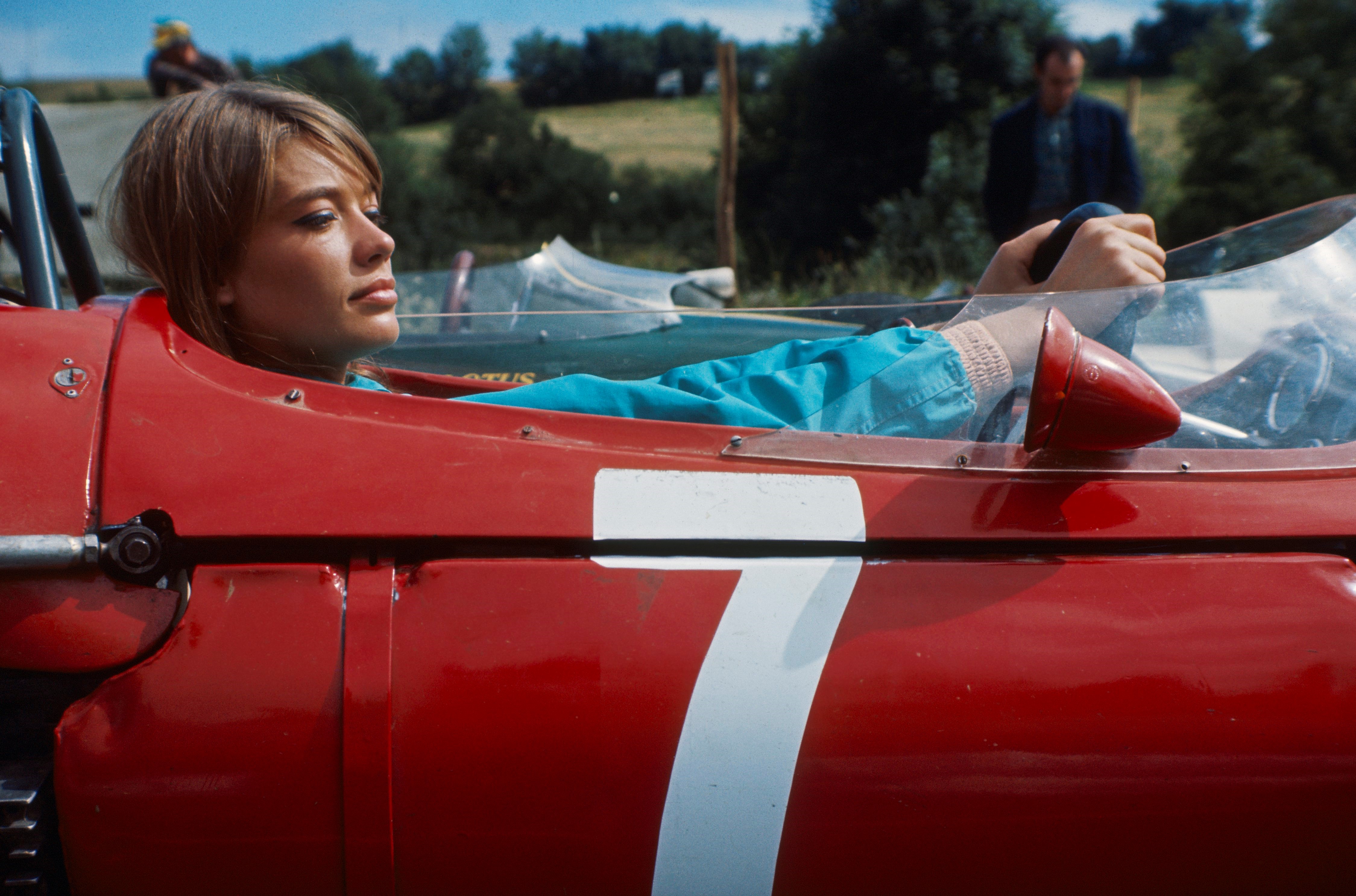 Françoise Hardy in a Ferrari.