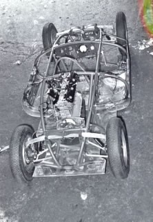Bobtail - Cooper - Bristol without panels prepared for British GP 1955. Note the chassis.