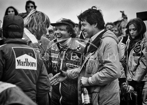 James Hunt and Niki Lauda at Watkins Glen in 1977. 
