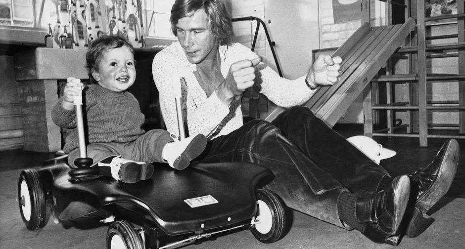 James Hunt with a child.