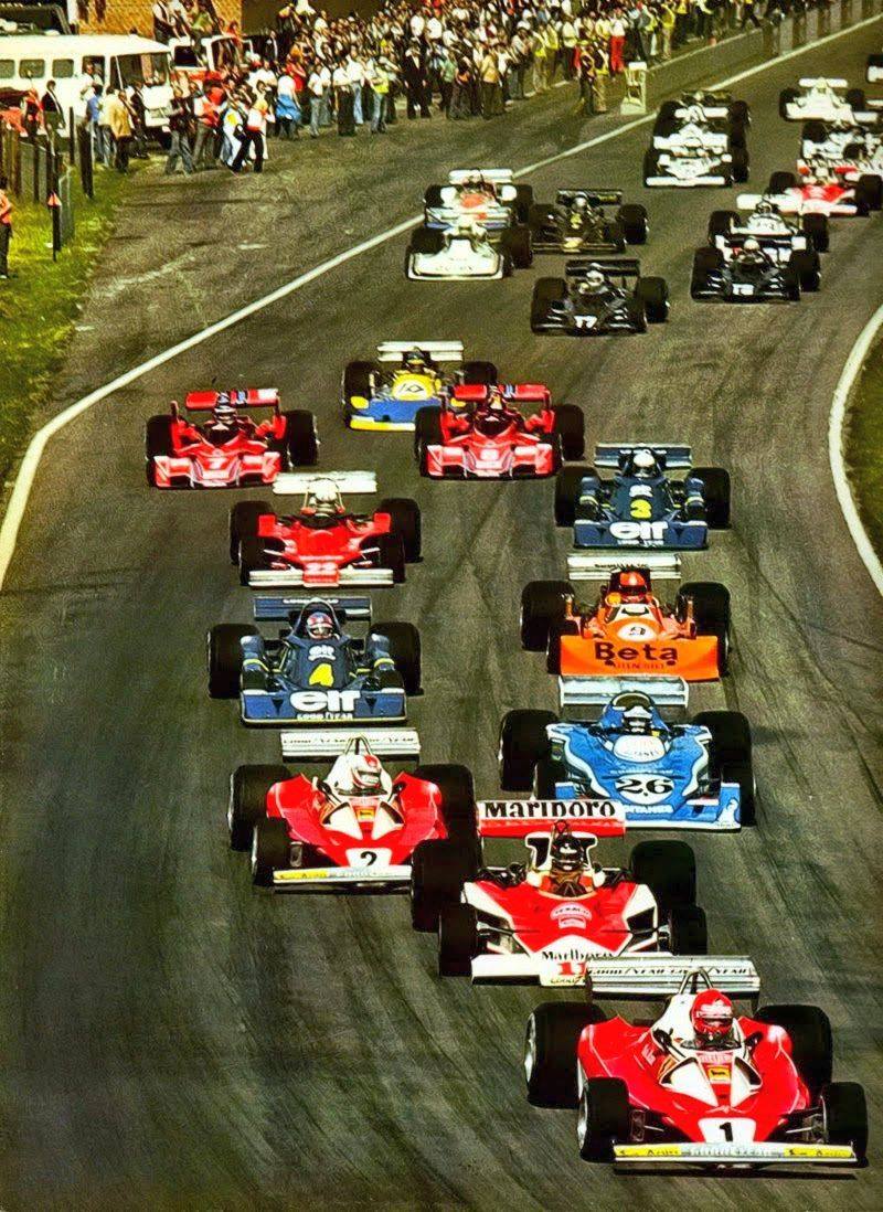 The start of the Belgian Grand Prix at Zolder on 16 May 1976. 