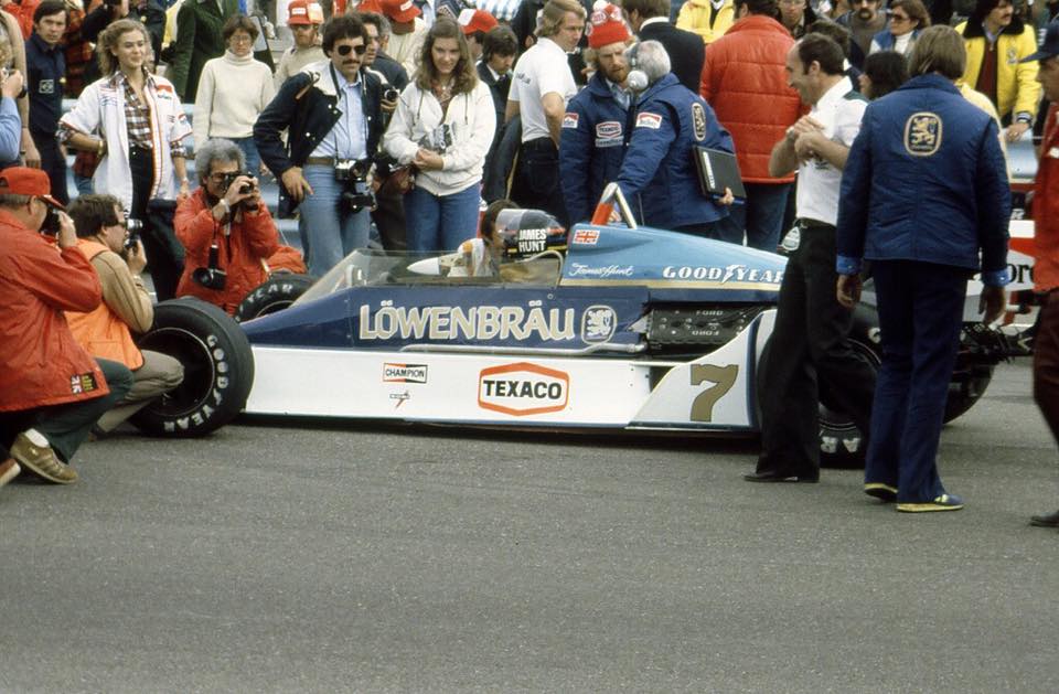 James Hunt, McLaren M26 Ford V8, finished 7th at the US Grand Prix in Watkins Glen on 01 October 1978. Notice the Löwenbräu livery.