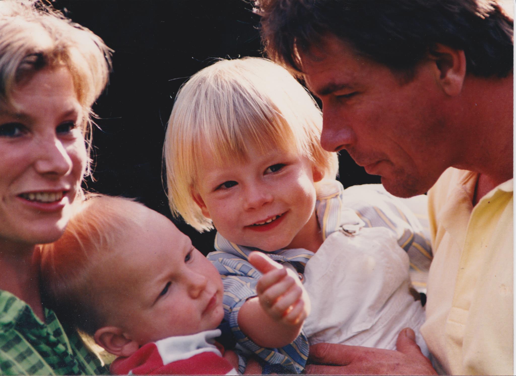 James Hunt and his second wife Sarah Lomax with the two sons. 