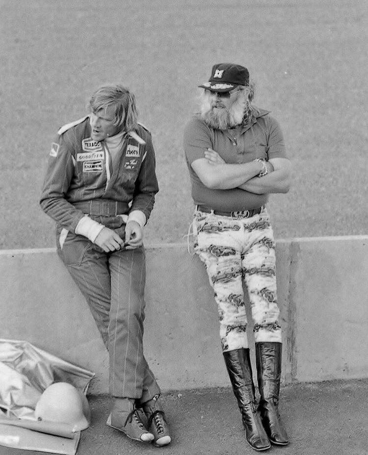 James Hunt with an old man.