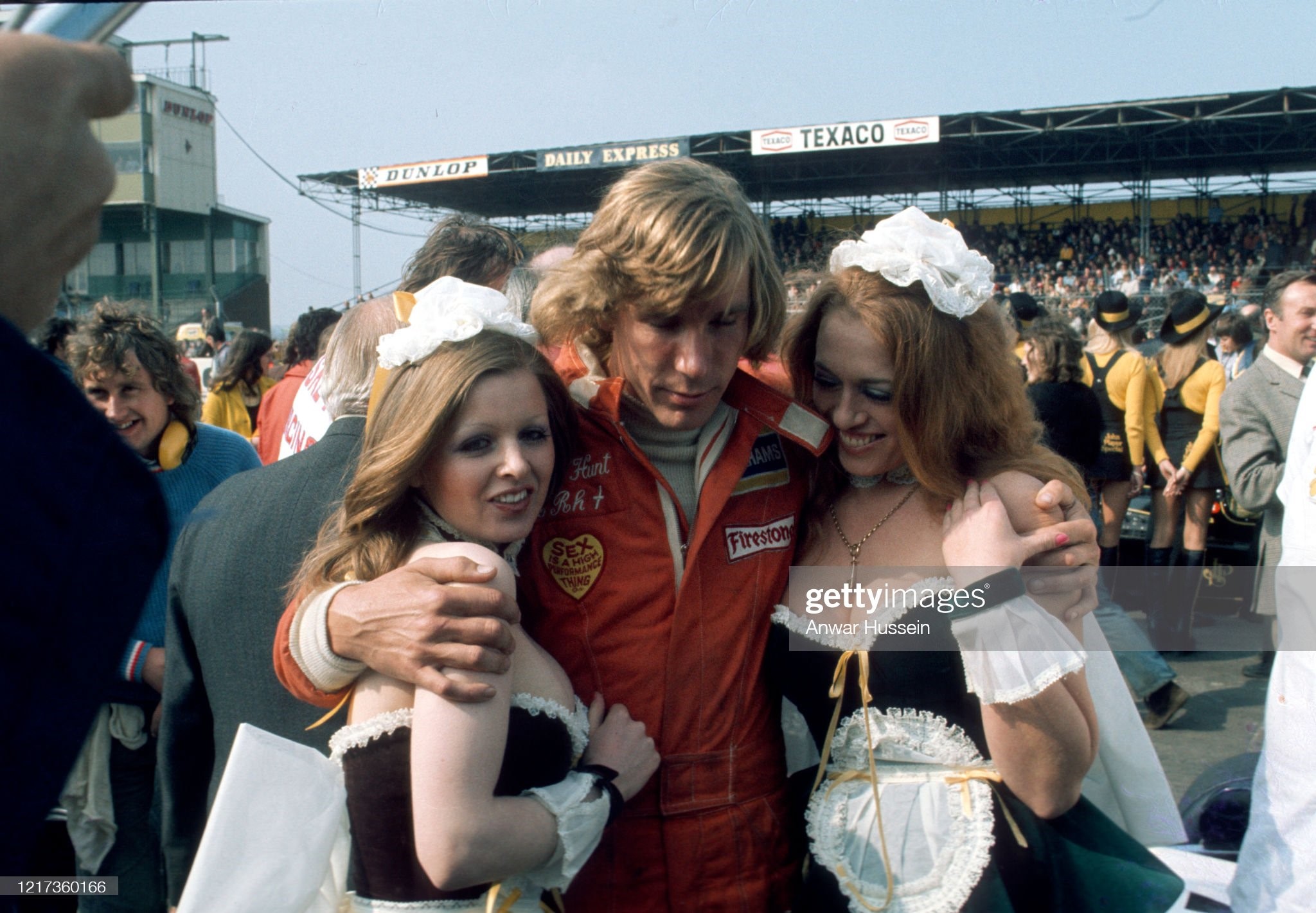 James Hunt meets fans on 18 July 1974 in Brands Hatch, England. 