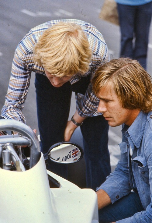 James Hunt in the pits at Brands Hatch.