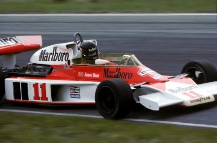 James Hunt at the 1976 Swedish Grand Prix at Anderstorp.
