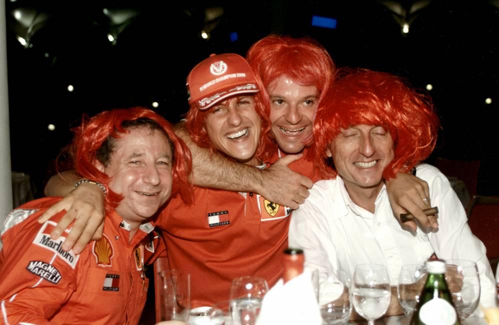 Jean Todt with Michael Schumacher, Rubens Barrichello and Luca Cordero di Montezemolo.
