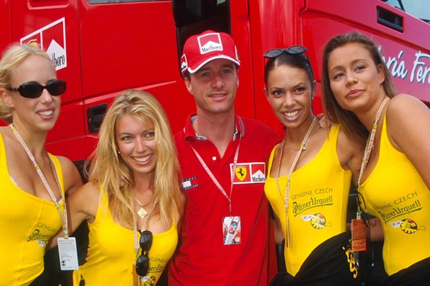 Eddie Irvine with four girls.