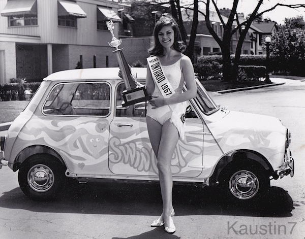 Miss Ontario 1967 and a Mini.