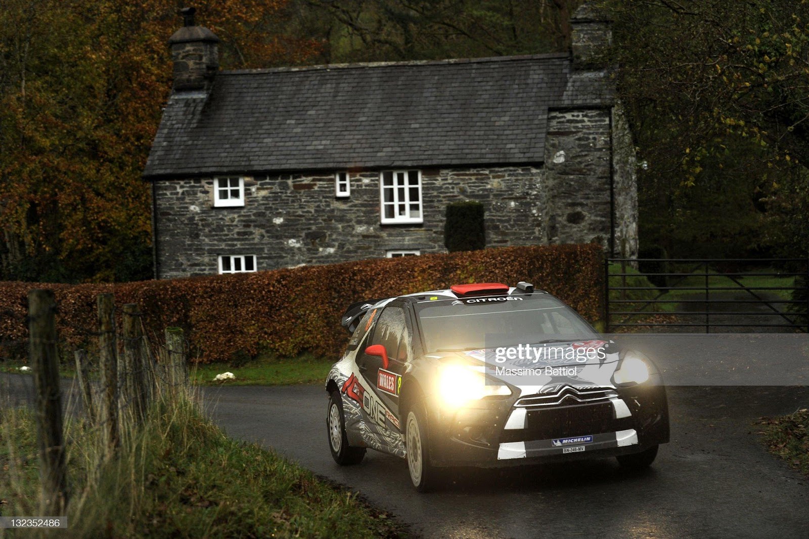 Kimi Raikkonen of Finland and Kaj Lindstrom of Finland compete in their Ice 1 Racing WRT Citroen DS3 WRC during day 1 of the WRC Wales Rally GB on November 11, 2011 in Cardiff, United Kingdom.