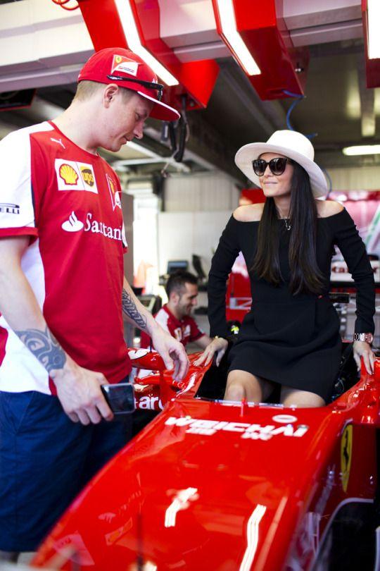 Kimi and Minttu who gets in his Ferrari.