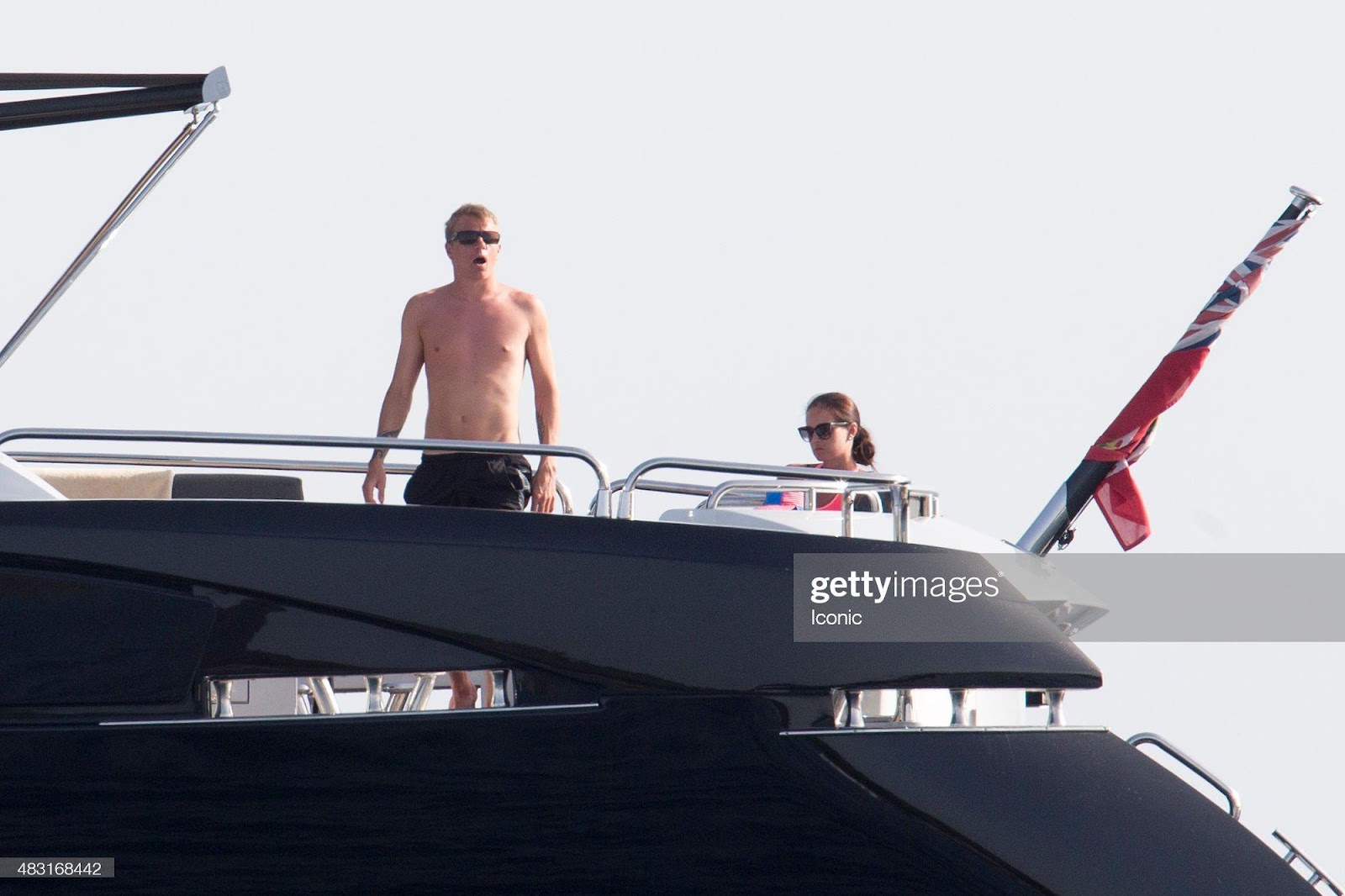 Kimi Raikkonen and Minttu Virtanen are seen on Iceman Yacht on August 6, 2015 in Ibiza, Spain.