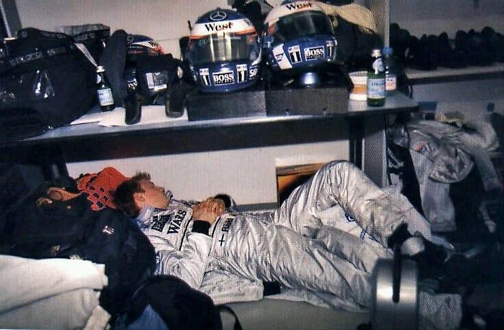 Kimi Raikkonen sleeping.