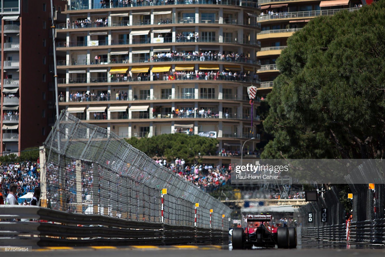 Kimi Raikkonen, Ferrari F14 T, racing from the chicane towards Tabac corner during the 2014 Monaco Grand Prix. 
