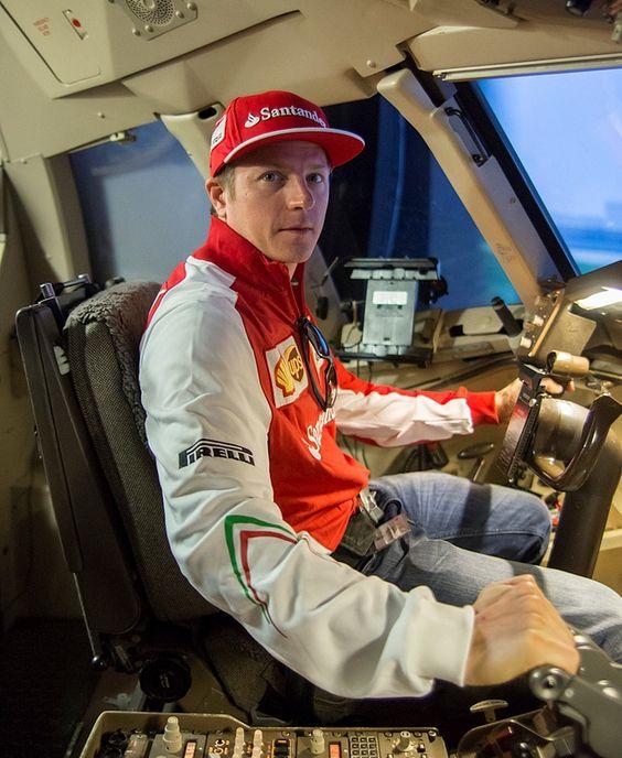Kimi Raikkonen in an airplane.