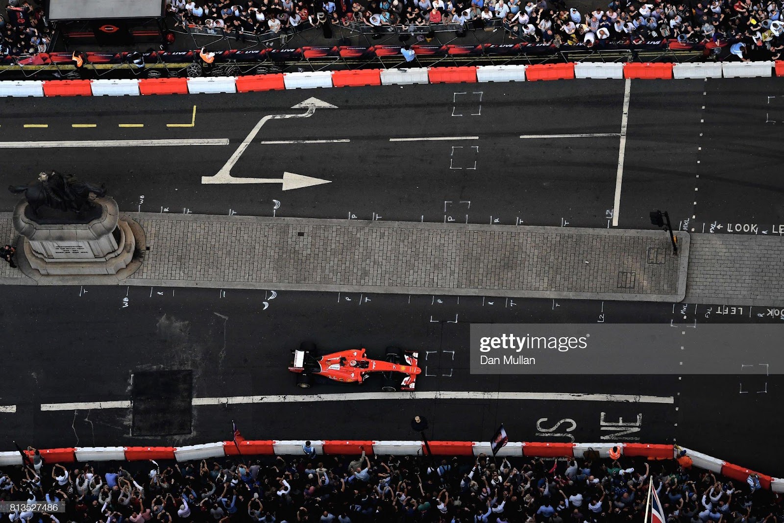 Kimi Raikkonen driving the Ferrari SF15-T during F1 Live London at Trafalgar Square on July 12, 2017 in London, England. F1 Live London, the first time in Formula 1 history that all 10 teams come together outside of a race weekend to put on a show for the public in the heart of London.