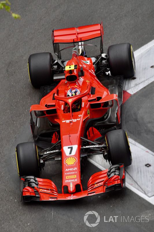 Kimi Raikkonen driving a Ferrari F1.