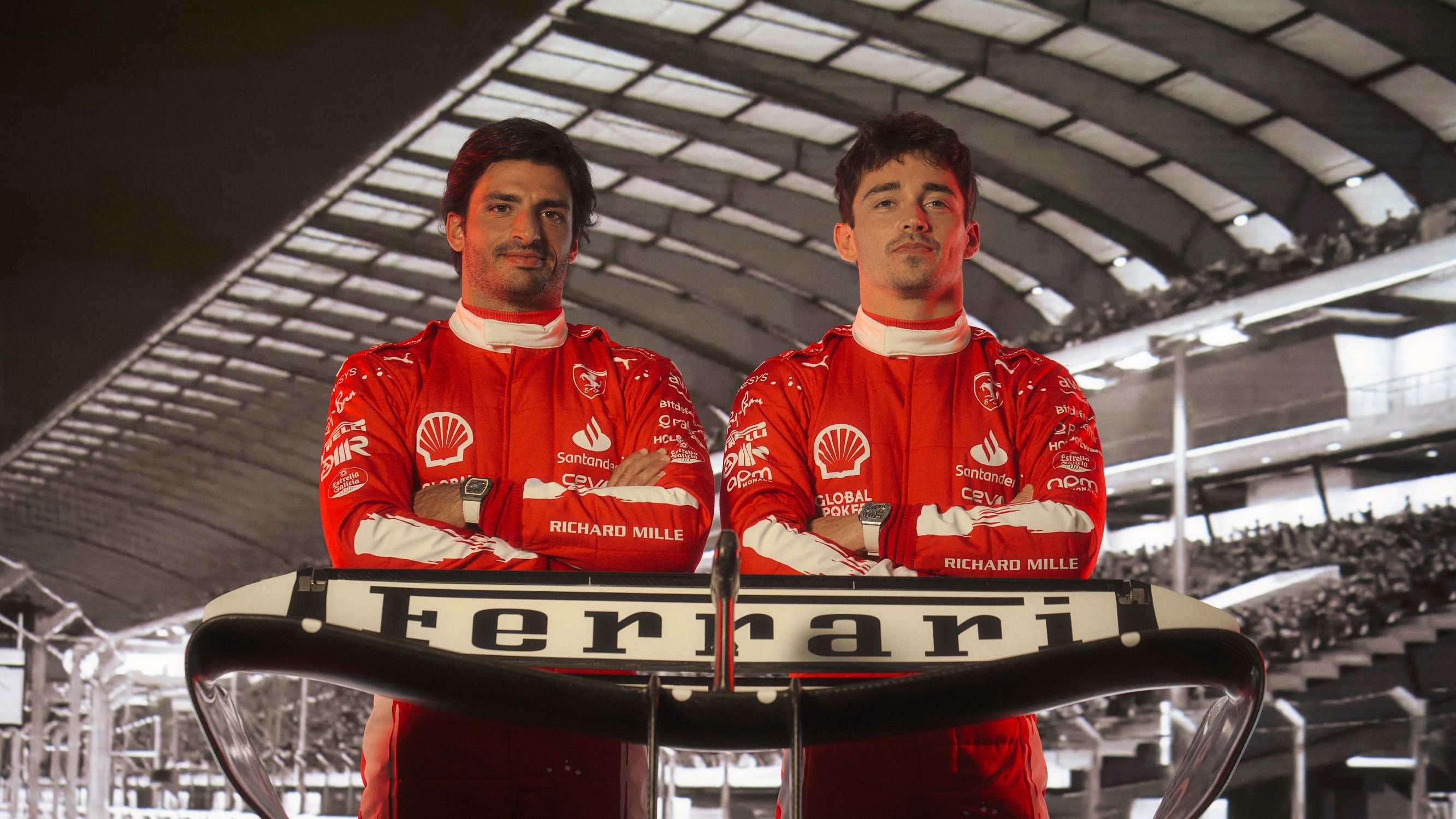 Carlos Sainz and Charles Leclerc at the 2023 Las Vegas Grand Prix. 