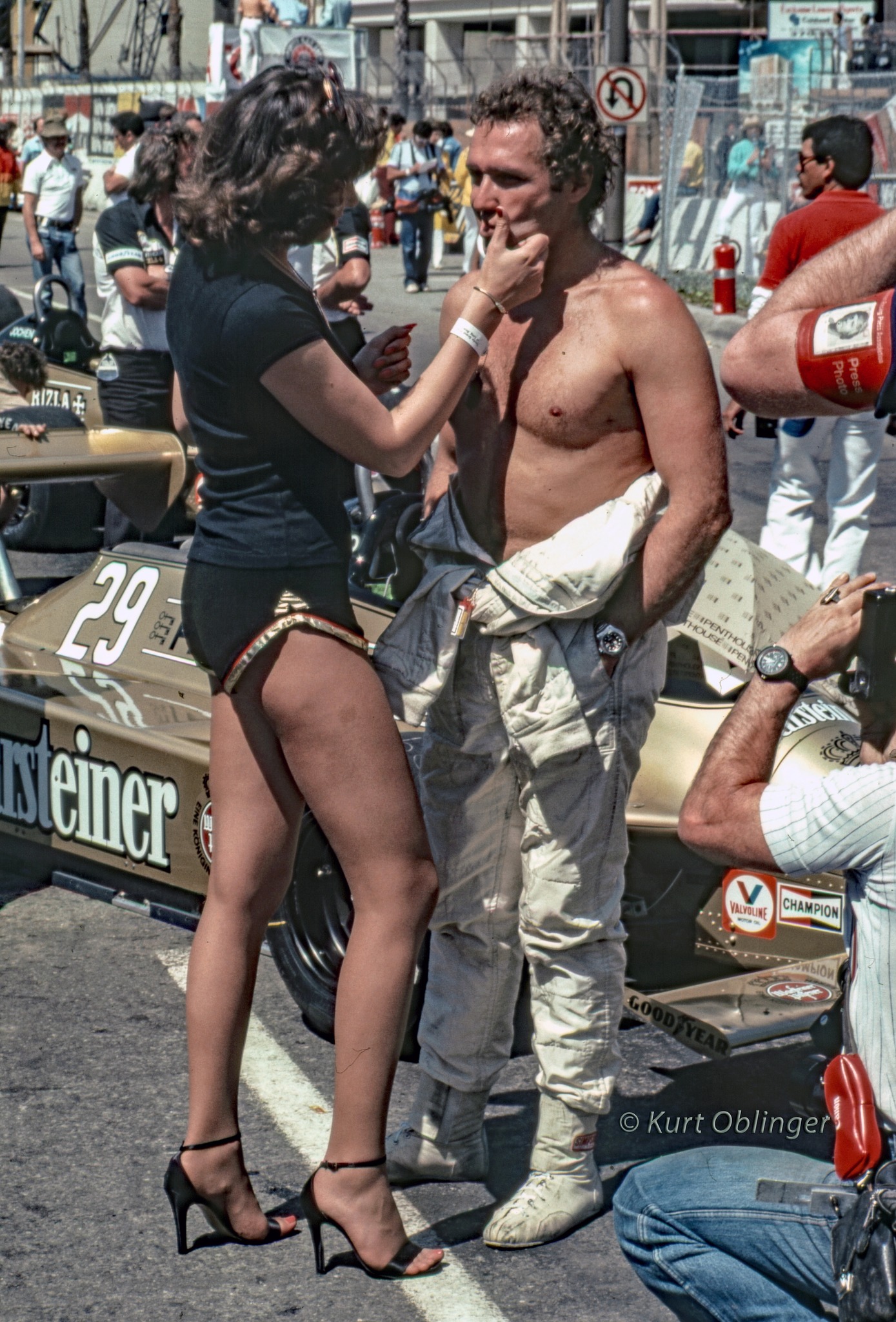 Jochen Mass and friend, Long Beach, 1980.