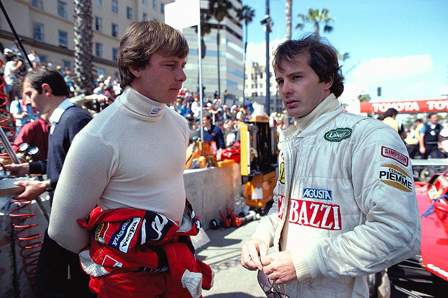 Ferrari team-mates Didier Pironi and Gilles Villeneuve in 1982.