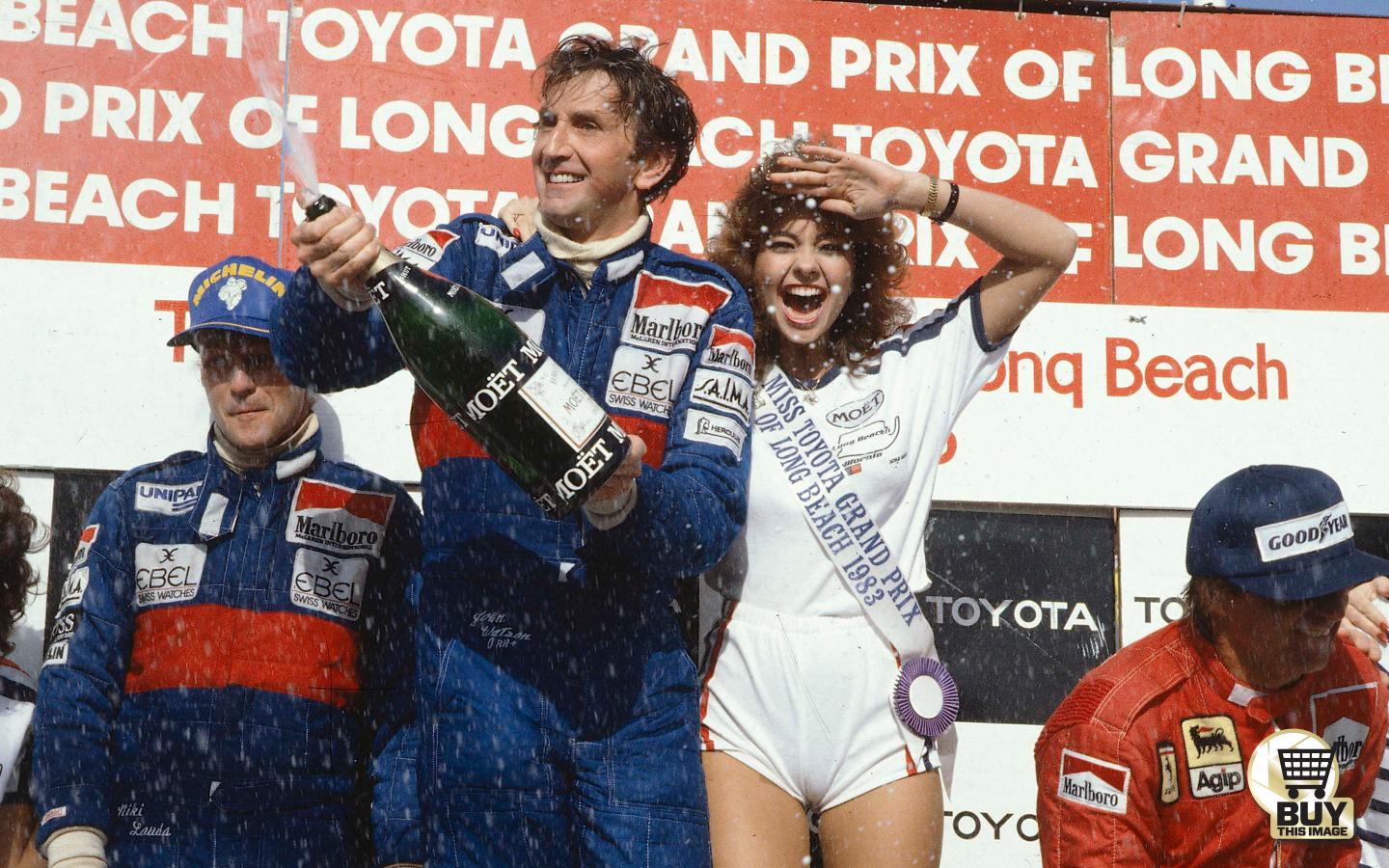 Long Beach, California, USA. 25th - 27th March 1983. John Watson (McLaren-Ford MP4-1C) and Rene Arnoux (Ferrari 126C2B).