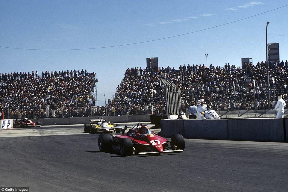 Gilles Villeneuve tours the circuit on his way to third in 1982 but was later disqualified after protests against the Ferrari rear wing were upheld.