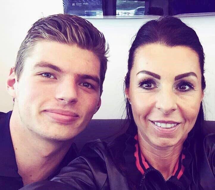 Max Verstappen with his mother.