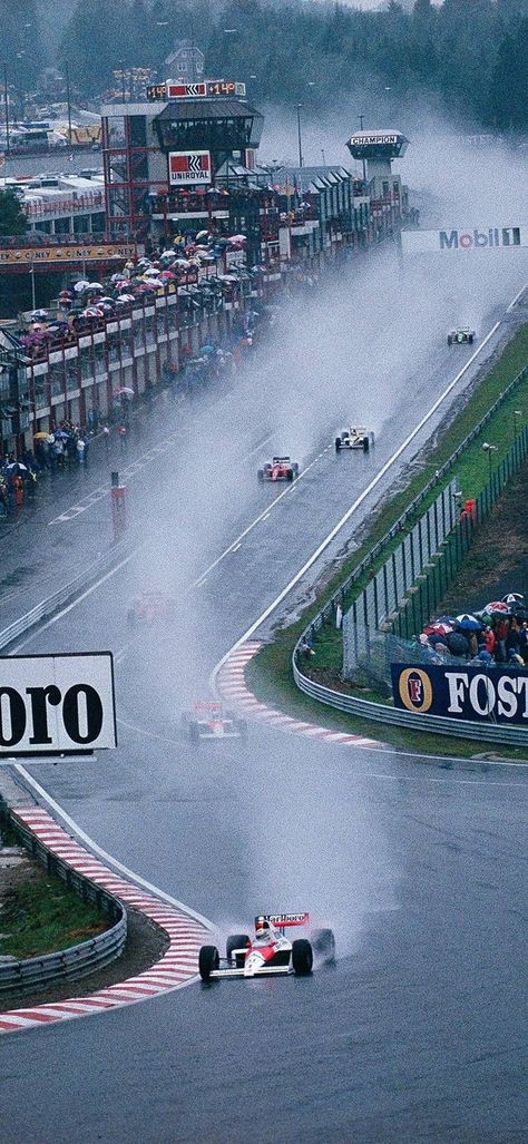 Ayrton Senna leads at SPA GP.