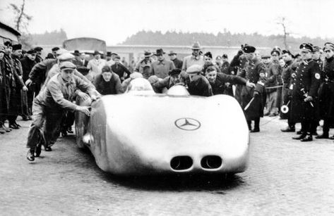 The famed Mercedes-Benz W125 Streamliner that Rudolf Caracciola drove in 1938 to nearly 270 mph on the German Autobahn.